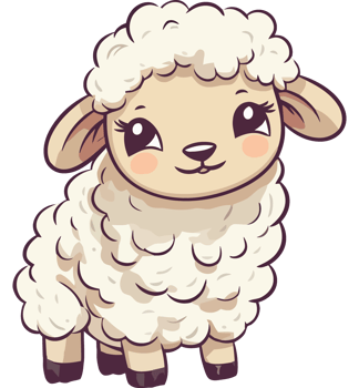 A cute little sheep with big eyes png
