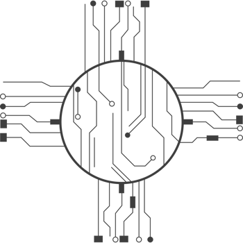 Circuit board with a circle in the middle png