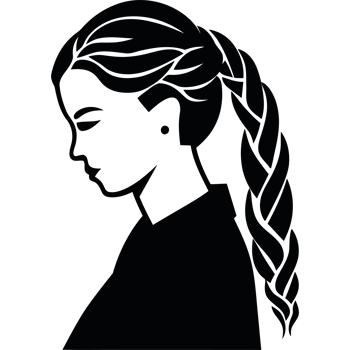 A silhouette of a woman with a braid in her hair png
