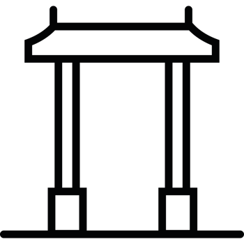 A black and white illustration of a chinese gate png