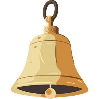 Golden cartoon bell element icon isolated png