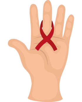 A hand with a red ribbon on it png
