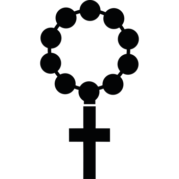 Rosary with a cross element icon isolated png