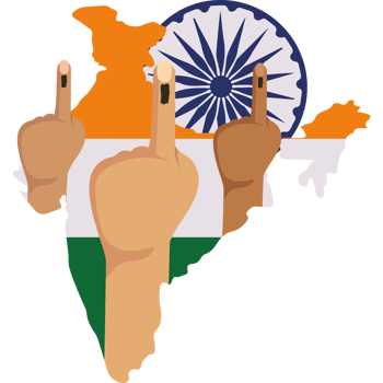 india general election map and hands element icon isolated png