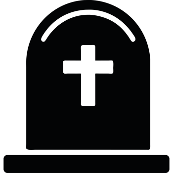 A black and white image of a grave with a cross on it png