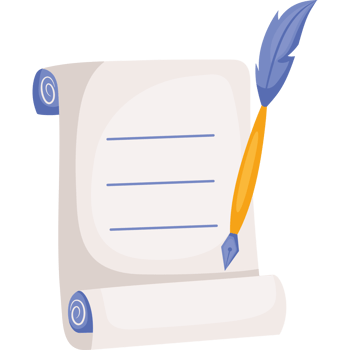 A scroll with a pen and paper png