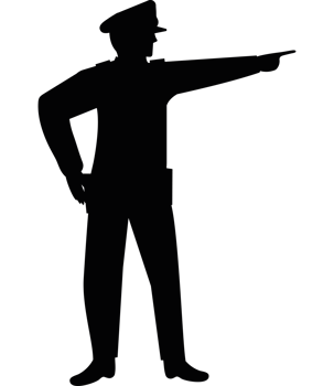A silhouette of a man pointing at something png