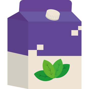 A milk carton with green leaves png