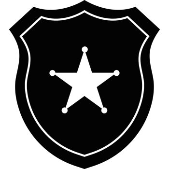A black shield with a star on it png