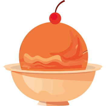 Ice cream in bowl with cherry on top png