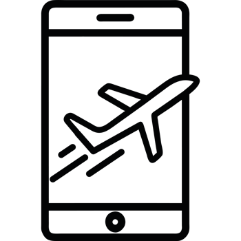 An airplane flying over a cell phone png