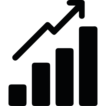 A graph with an arrow going up png
