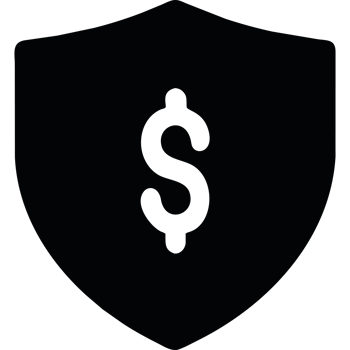 Financial security shield with dollar sign element icon isolated png