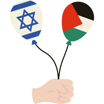 Palestine and israel flags in balloons helium element icon isolated png