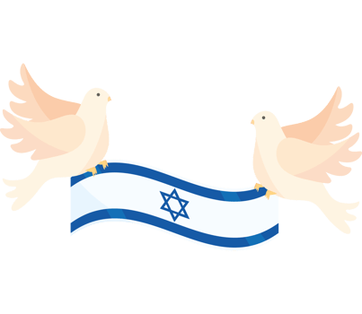 Bird hold Israeli flag banner element icon isolated png