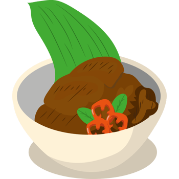 A bowl of meat and vegetables with a leaf png