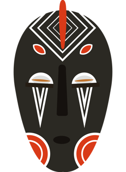 Black nigerian mask element icon isolated png