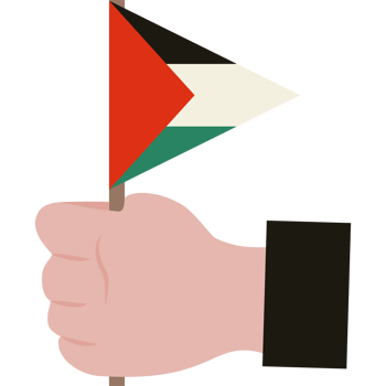 Hand holding a palestinian flag png