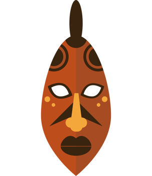 brown nigerian mask element icon isolated png