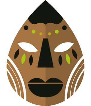 nigerian mask of brown color element icon isolated png