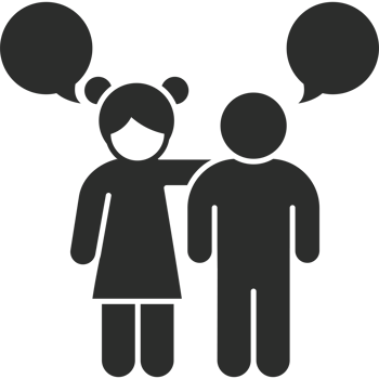 A couple with speech bubbles above them png