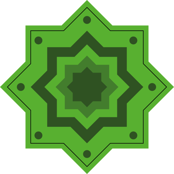 islamic star green element icon isolated png