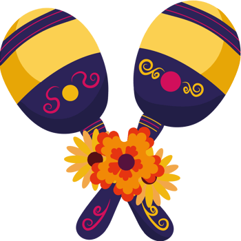 dia de los muertos maracas element icon isolated png