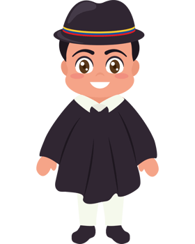 A cartoon boy in a black suit and hat png