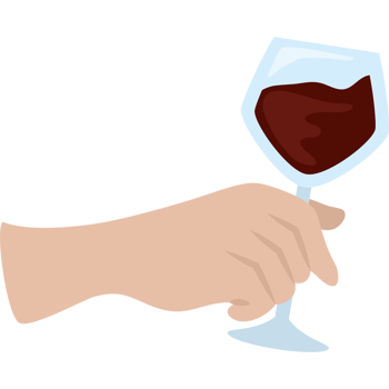 A hand holding a glass of wine png