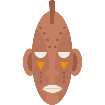 An african mask icon with a brown face png