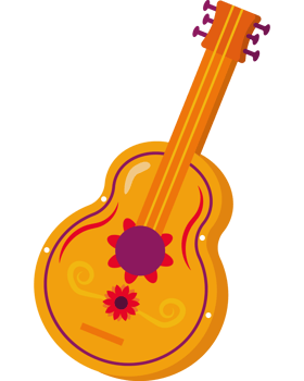 Guitar with a flower element icon isolated png