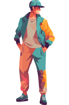 Man in a colorful jacket and pants element icon isolated png
