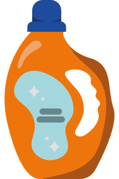 A bottle of laundry detergent with a blue cap png