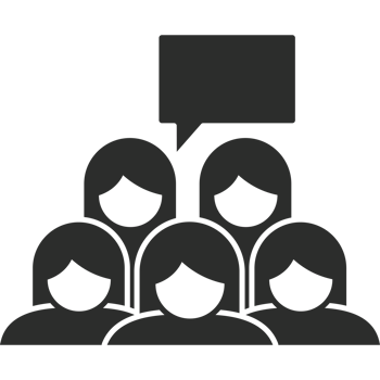 A group of people with speech bubbles png