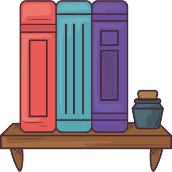Books on a shelf icon png