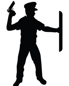 A silhouette of a man holding a gun png