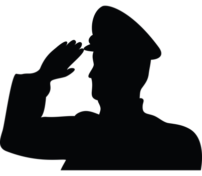 A silhouette of a man saluting png