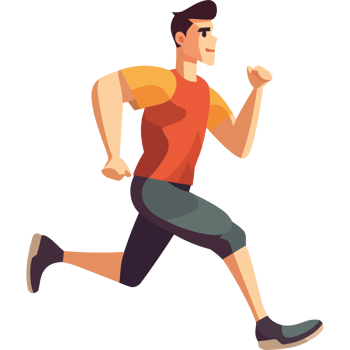A man is running in a cartoon style png
