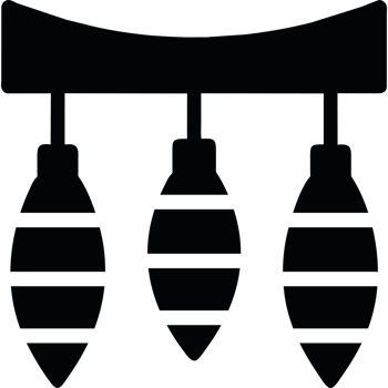 A black and white illustration of three bulbs png