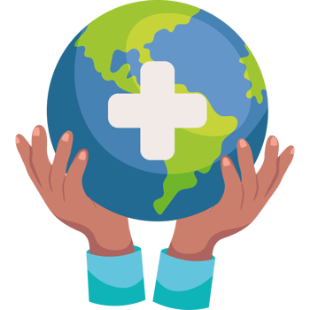 Hands holding a globe with a cross on it png
