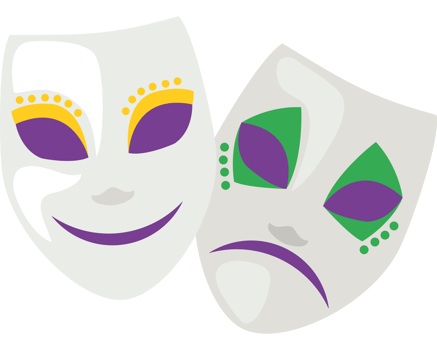 Two mardi gras masks illustration icon isolated png