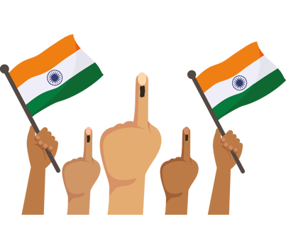 india general election hands and flags illustration isolated png
