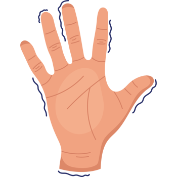 A cartoon hand with a blue line on it png
