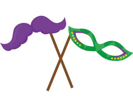 Mardi gras mask and mustache clipart png