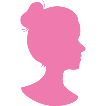 A silhouette of a woman's head in pink png