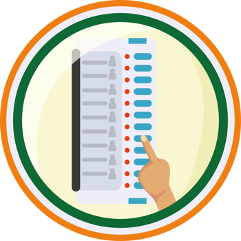 A hand pointing to a voting machine png