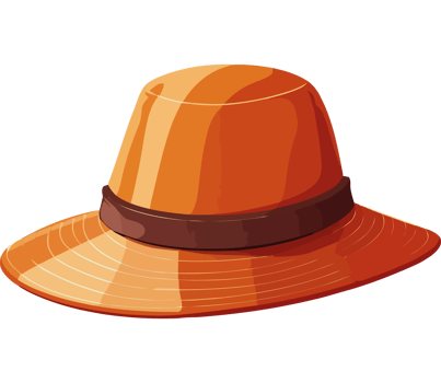 Orange hat with a brown band icon illustration isolated png
