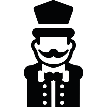 A silhouette of a man in a top hat png