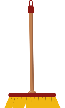 A broom with a yellow handle and a red handle png