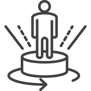 A man standing on a platform with arrows pointing to him png